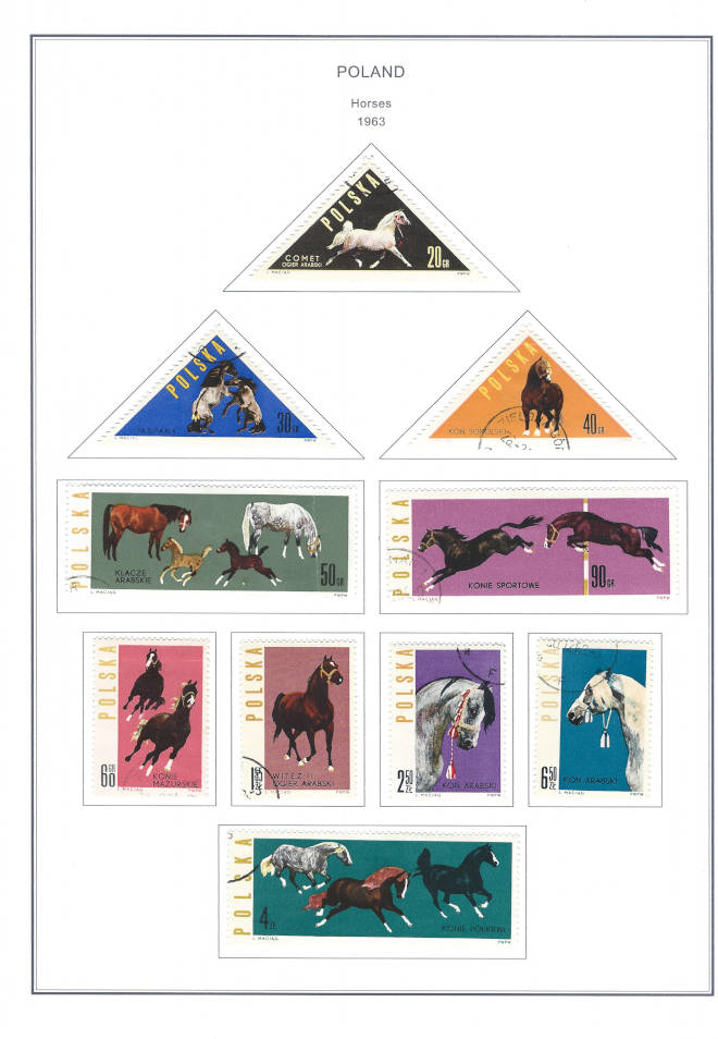 Poland Horses 1963 Steiner Stamp Album Pages