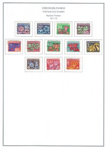 Czechoslovakia Flower Style Postage Due Stamps of 1971-1972